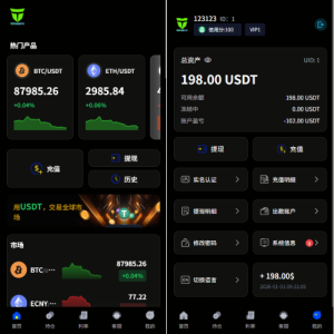 多语言虚拟币微盘系统/秒合约交易/信用分/实名认证 页面截图
