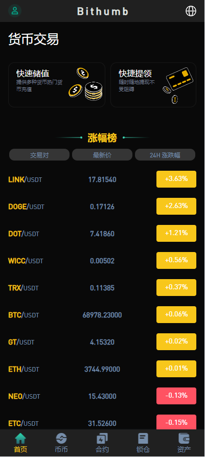 多语言交易所系统/秒合约交易/永续合约/锁仓挖矿/前端uniapp 页面截图 5 多语言交易所系统/秒合约交易/永续合约/锁仓挖矿/前端uniapp 页面截图