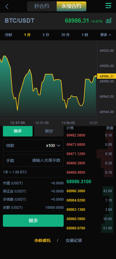 多语言交易所系统/秒合约交易/永续合约/锁仓挖矿/前端uniapp 页面截图 9 多语言交易所系统/秒合约交易/永续合约/锁仓挖矿/前端uniapp 页面截图