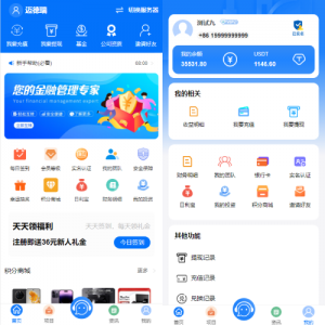 定制版VUE基金投资理财系统/余额宝/签到/积分商城/余额互转 页面截图