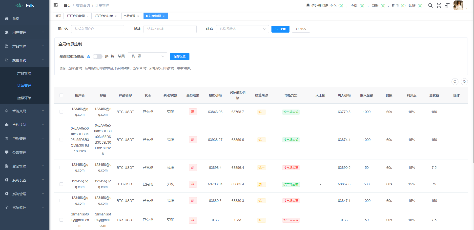 海外DAPP交易所系统/交割合约/永续合约/K线控制/模拟账户